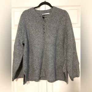 Zara boxy dark grey dolman Henley sweater size M - NWOT